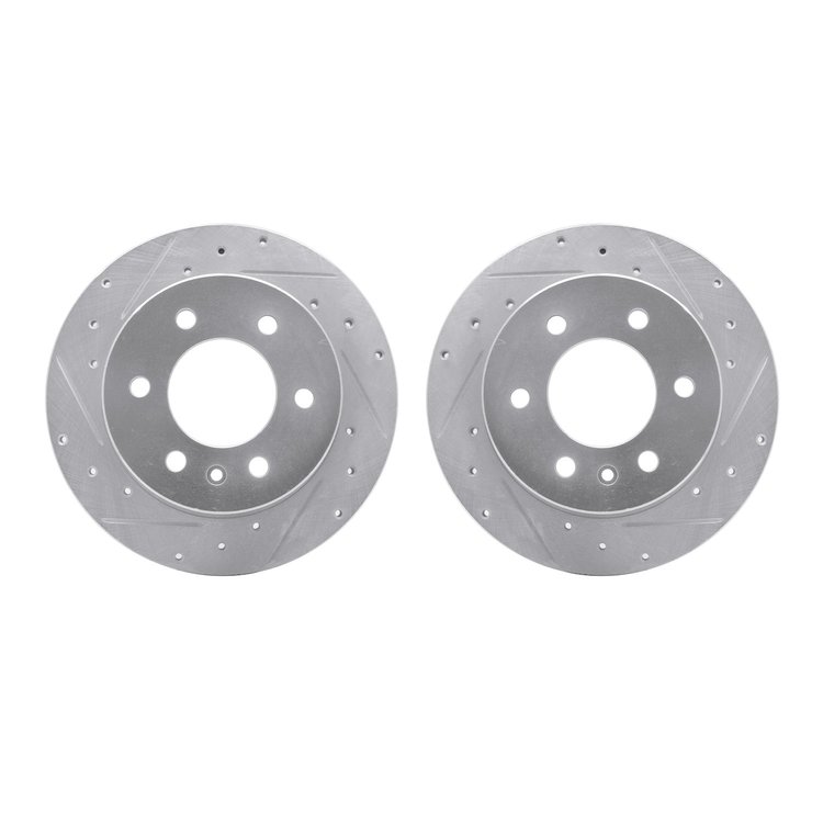 7002-40103 Drilled/Slotted Brake Rotors [Silver], 2007-2018 Multiple Makes/Models, Position: Rear