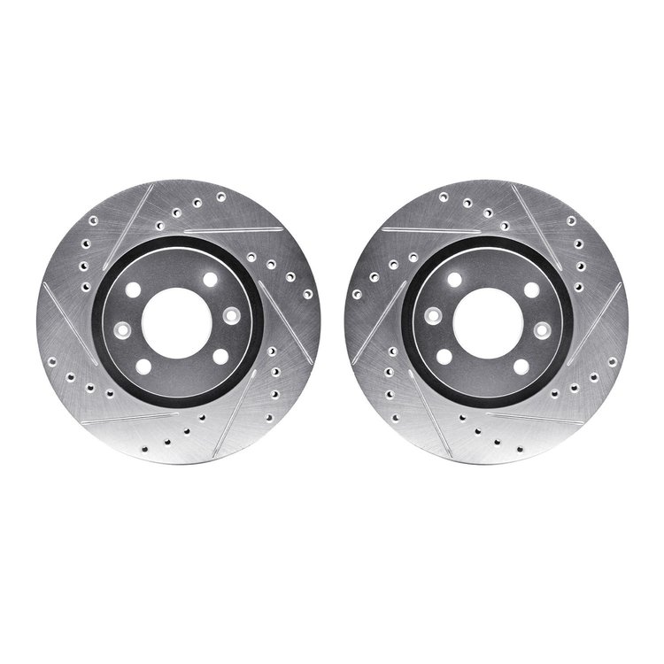 7002-41000 Drilled/Slotted Brake Rotors [Silver], 1988-1989 Mopar, Position: Front
