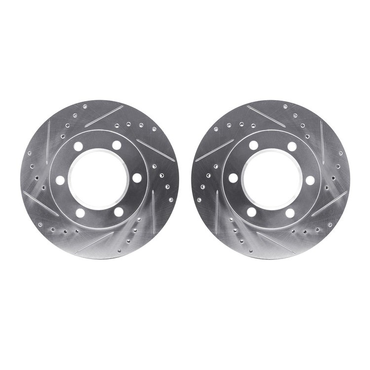 7002-42002 Drilled/Slotted Brake Rotors [Silver], 1971-1991 Multiple Makes/Models, Position: Front
