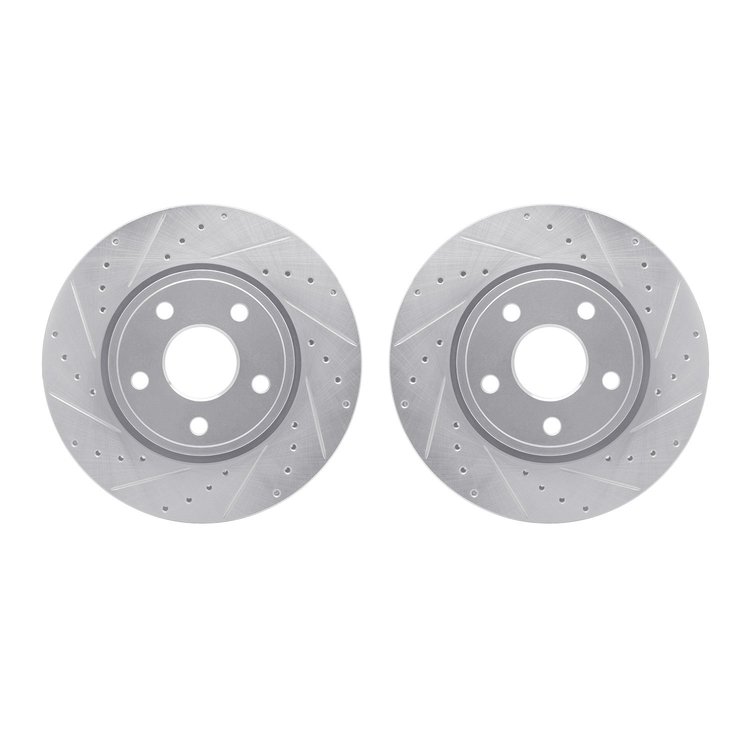 7002-42005 Drilled/Slotted Brake Rotors [Silver], Fits Select Mopar, Position: Front