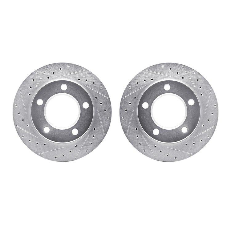 7002-42009 Drilled/Slotted Brake Rotors [Silver], 1974-1980 Multiple Makes/Models, Position: Front