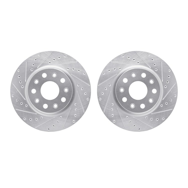 7002-42023 Drilled/Slotted Brake Rotors [Silver], Fits Select Mopar, Position: Front