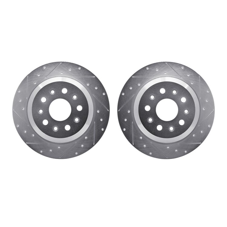 7002-42039 Drilled/Slotted Brake Rotors [Silver], Fits Select Mopar, Position: Rear