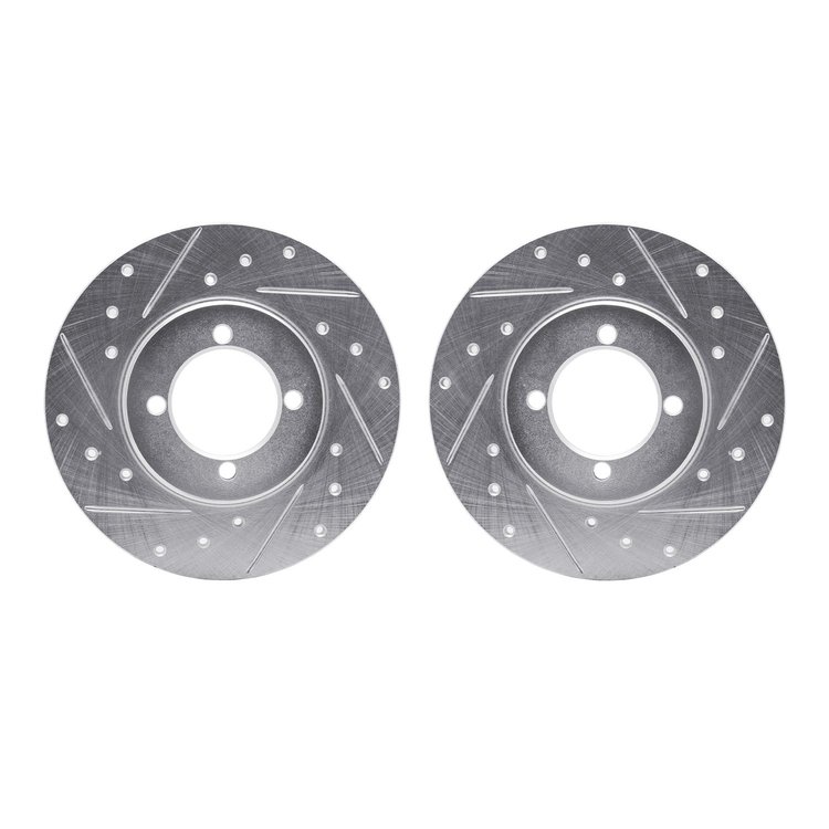 7002-43000 Drilled/Slotted Brake Rotors [Silver], 1974-1987 Multiple Makes/Models, Position: Front