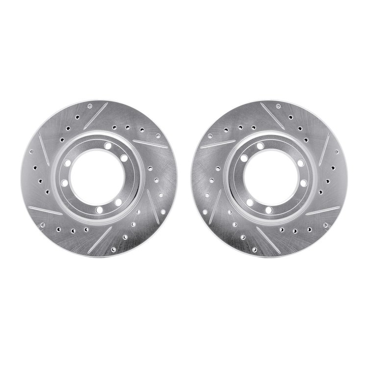 7002-44000 Drilled/Slotted Brake Rotors [Silver], 1992-2004 Mopar, Position: Rear, Front