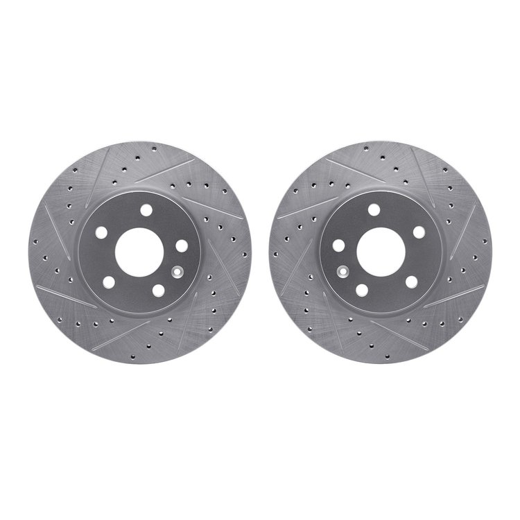7002-45000 Drilled/Slotted Brake Rotors [Silver], Fits Select GM, Position: Front