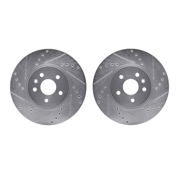 7002-45004 Drilled/Slotted Brake Rotors [Silver], Fits Select GM, Position: Front