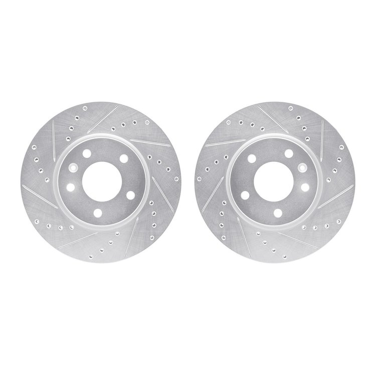 7002-45005 Drilled/Slotted Brake Rotors [Silver], Fits Select GM, Position: Front