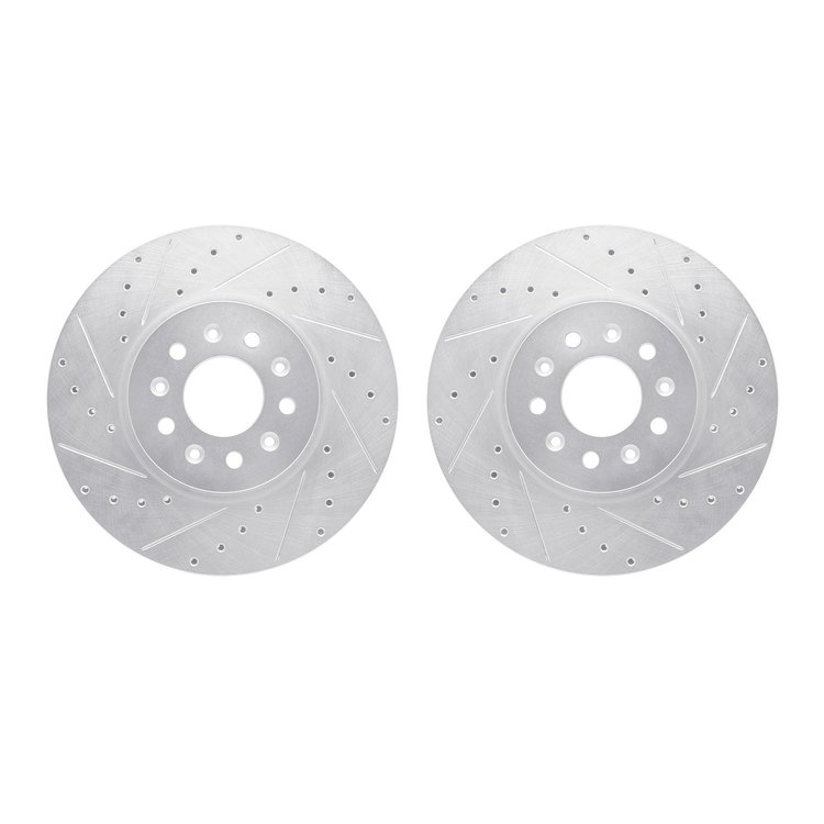 7002-45006 Drilled/Slotted Brake Rotors [Silver], 2016-2020 GM, Position: Front
