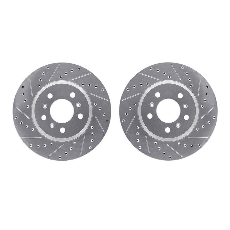7002-45009 Drilled/Slotted Brake Rotors [Silver], 2006-2016 GM, Position: Front
