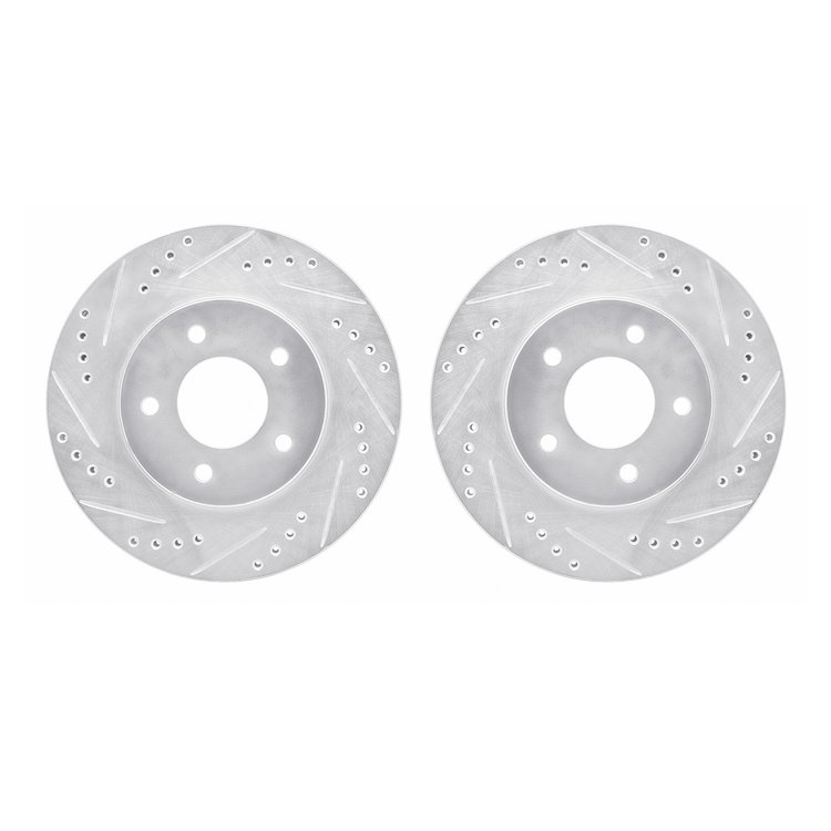 7002-45010 Drilled/Slotted Brake Rotors [Silver], 1994-2001 GM, Position: Front