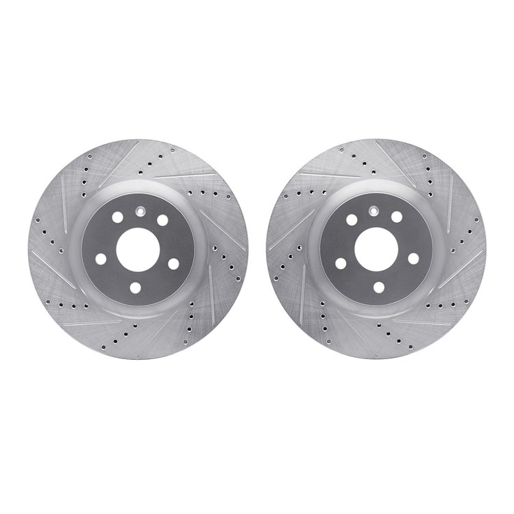 7002-45011 Drilled/Slotted Brake Rotors [Silver], 2009-2017 GM, Position: Front