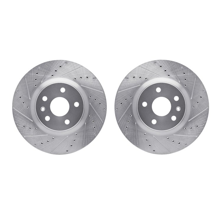 7002-45012 Drilled/Slotted Brake Rotors [Silver], 2013-2019 GM, Position: Front