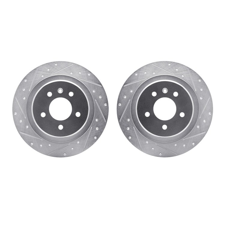 7002-45018 Drilled/Slotted Brake Rotors [Silver], 2016-2018 GM, Position: Rear