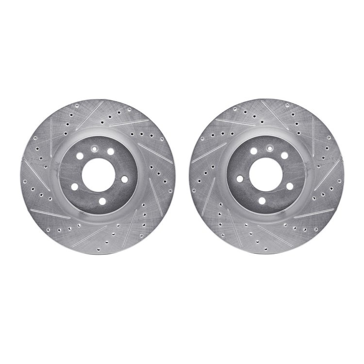 7002-46004 Drilled/Slotted Brake Rotors [Silver], 2016-2020 GM, Position: Front