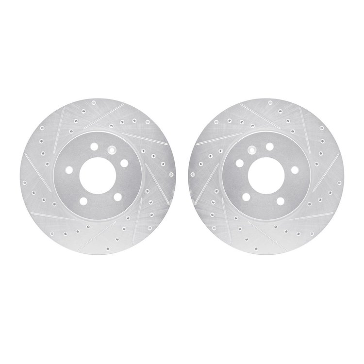 7002-46005 Drilled/Slotted Brake Rotors [Silver], Fits Select GM, Position: Front