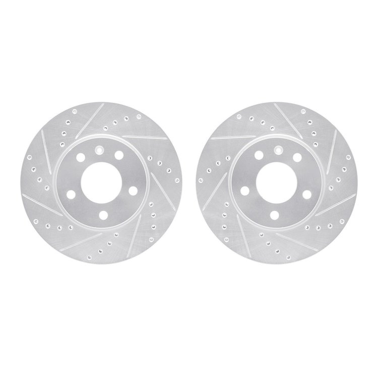 7002-46006 Drilled/Slotted Brake Rotors [Silver], Fits Select GM, Position: Front