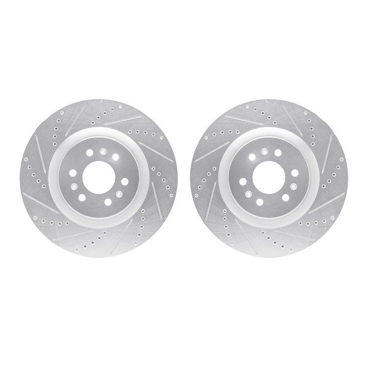 7002-46014 Drilled/Slotted Brake Rotors [Silver], 2004-2011 GM, Position: Front