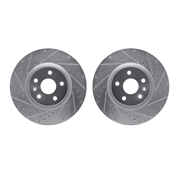 7002-46017 Drilled/Slotted Brake Rotors [Silver], 2008-2017 GM, Position: Front