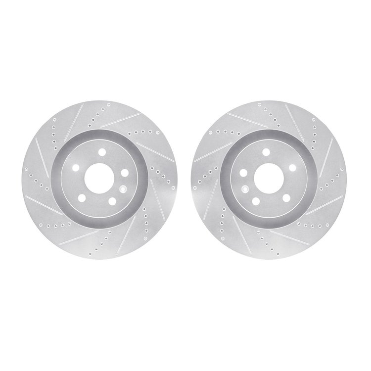 7002-46018 Drilled/Slotted Brake Rotors [Silver], 2009-2015 GM, Position: Front