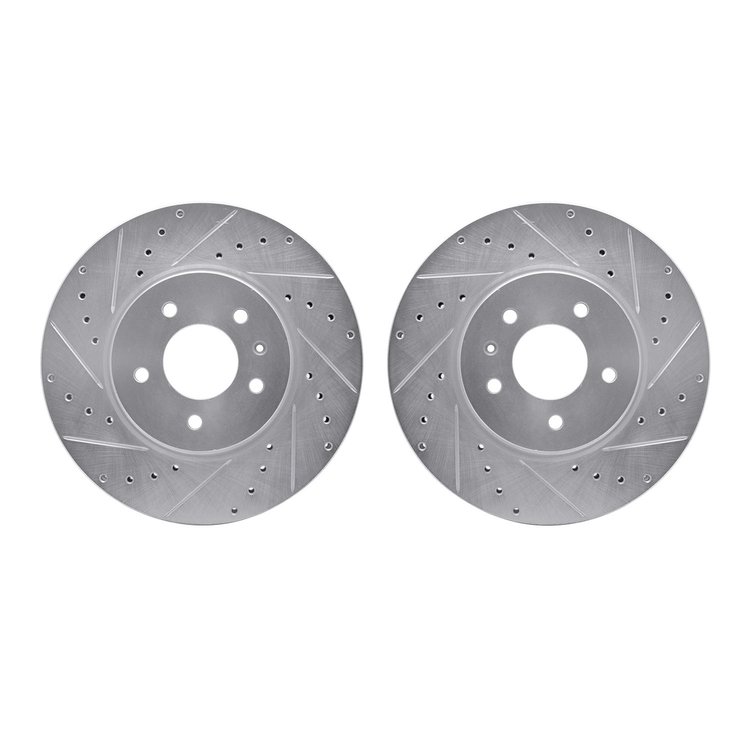 7002-46025 Drilled/Slotted Brake Rotors [Silver], 2009-2011 GM, Position: Front