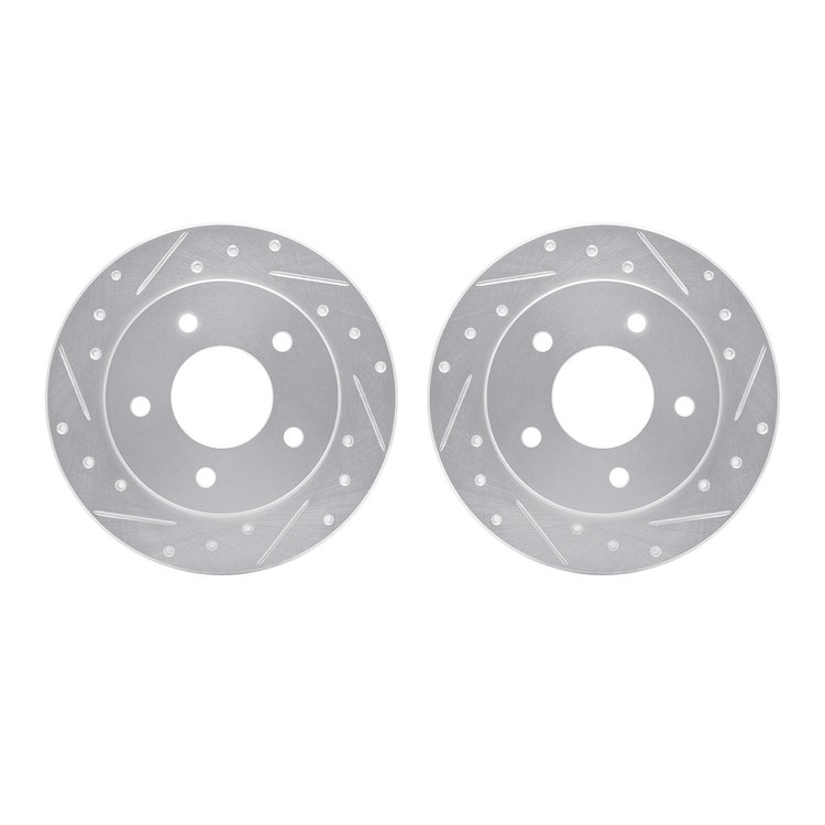 7002-46030 Drilled/Slotted Brake Rotors [Silver], 1986-1992 GM, Position: Rear