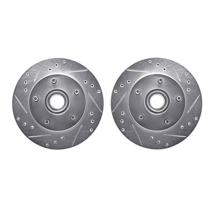 7002-47003 Drilled/Slotted Brake Rotors [Silver], 1978-1978 GM, Position: Front