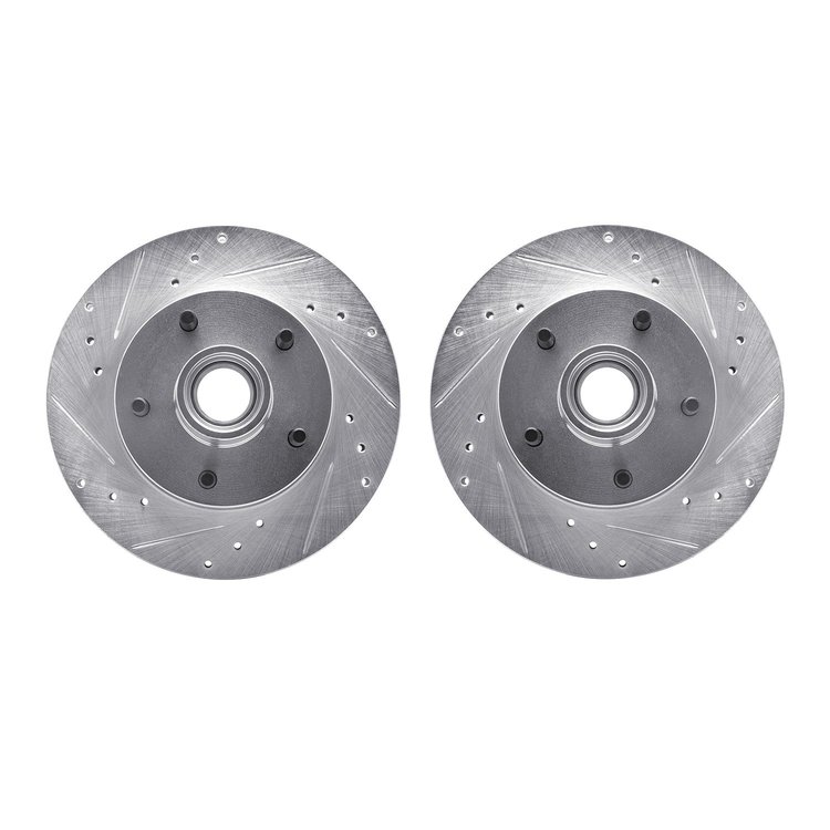 7002-47009 Drilled/Slotted Brake Rotors [Silver], 2005-2005 GM, Position: Front