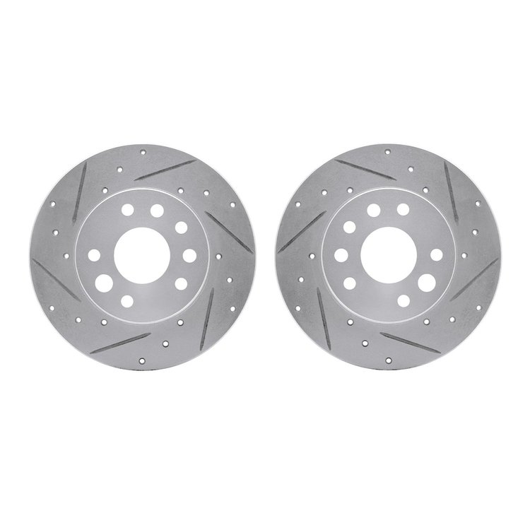 7002-47013 Drilled/Slotted Brake Rotors [Silver], 1982-1982 GM, Position: Front