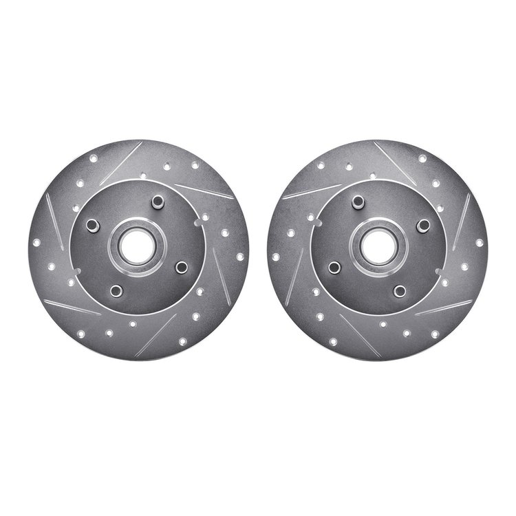 7002-47026 Drilled/Slotted Brake Rotors [Silver], 1978-1987 GM, Position: Front