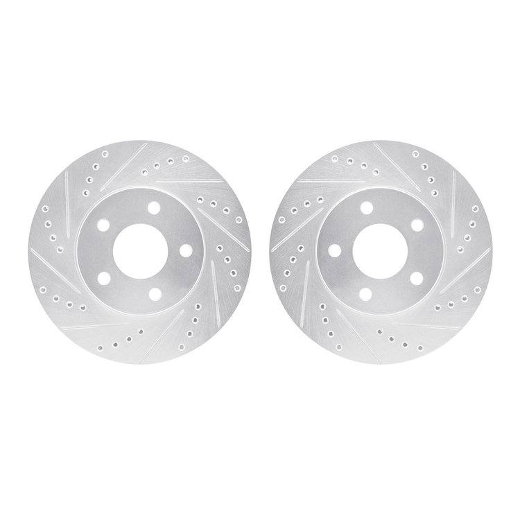 7002-47029 Drilled/Slotted Brake Rotors [Silver], 2007-2010 GM, Position: Front