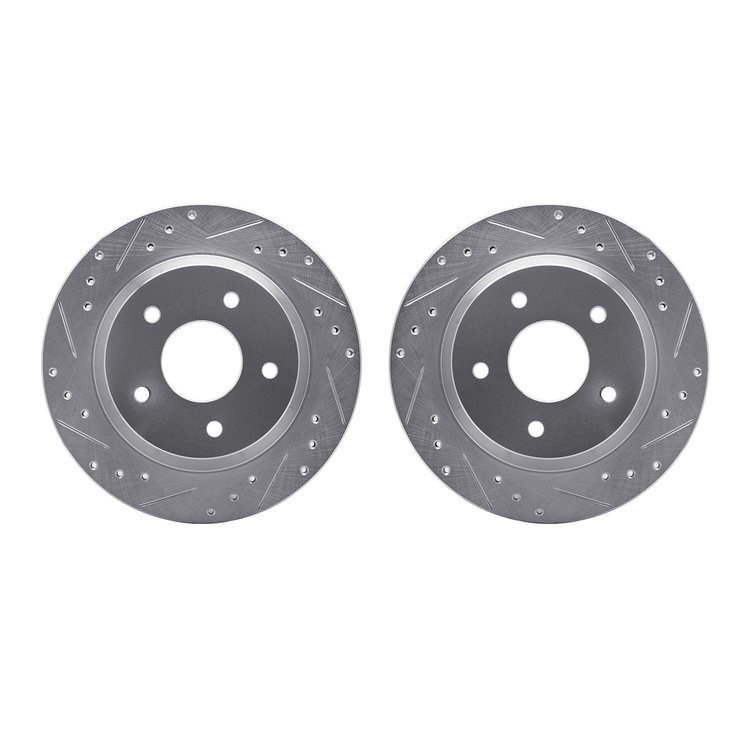 7002-47031 Drilled/Slotted Brake Rotors [Silver], 1984-1987 GM, Position: Front