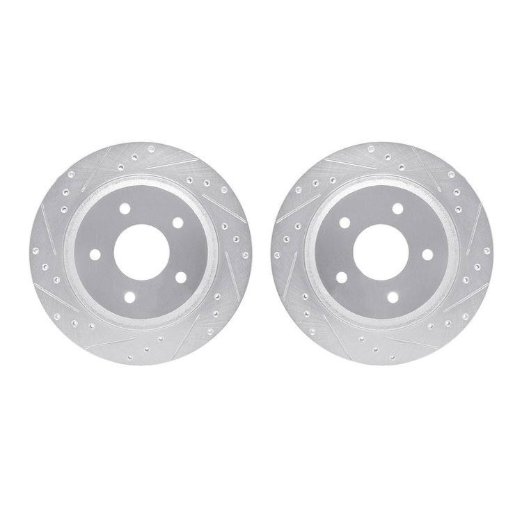 7002-47032 Drilled/Slotted Brake Rotors [Silver], 1988-1994 GM, Position: Front