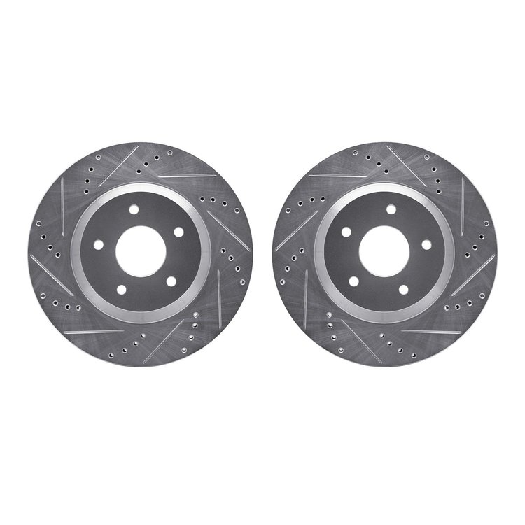 7002-47033 Drilled/Slotted Brake Rotors [Silver], 1988-1996 GM, Position: Front