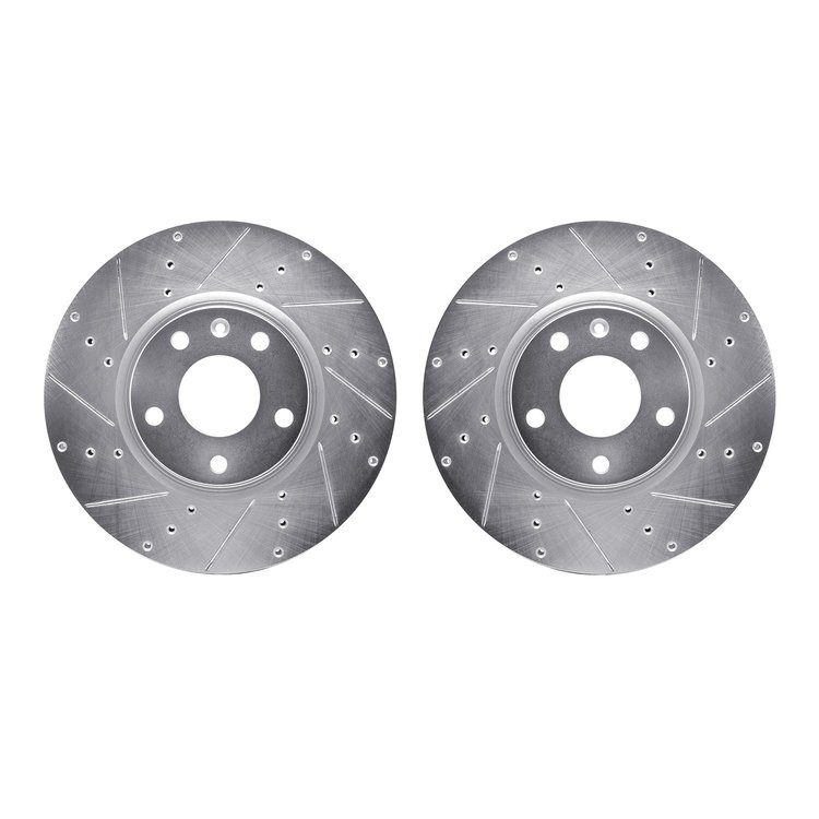 7002-47035 Drilled/Slotted Brake Rotors [Silver], 2014-2019 GM, Position: Front