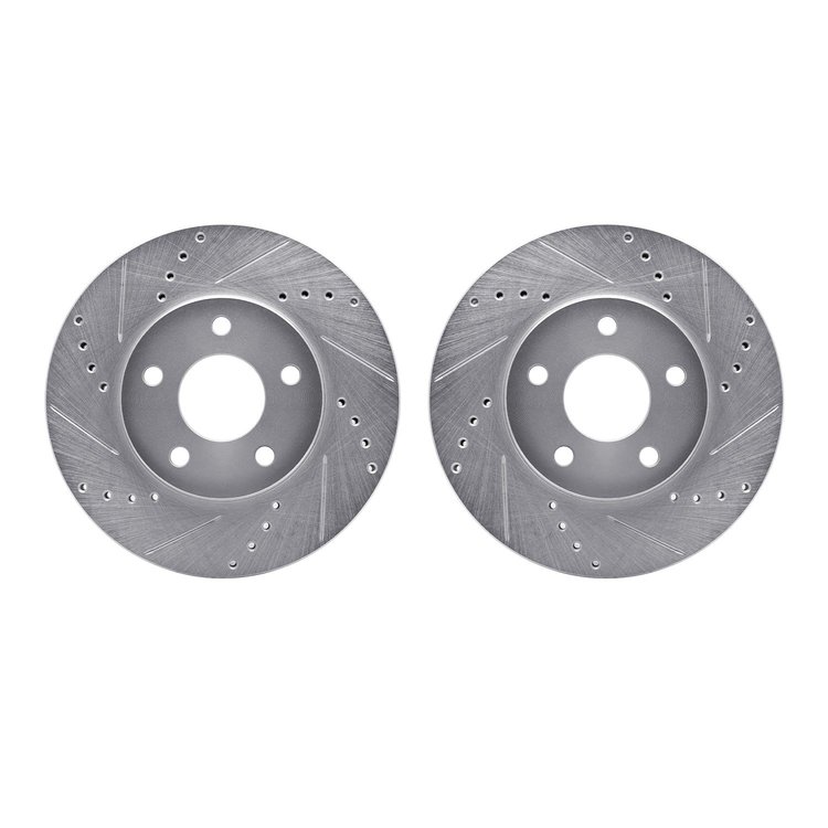 7002-47037 Drilled/Slotted Brake Rotors [Silver], 2006-2011 GM, Position: Front