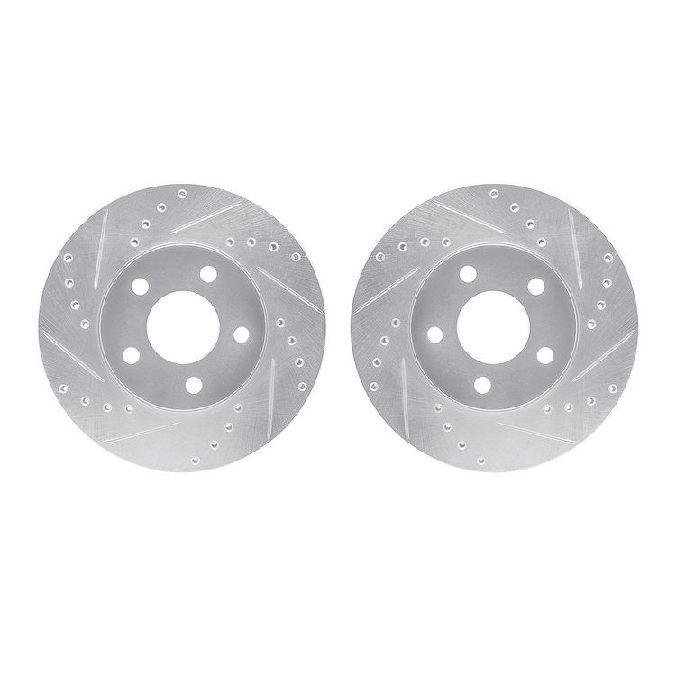 7002-47039 Drilled/Slotted Brake Rotors [Silver], 2004-2008 GM, Position: Front