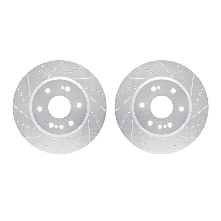 7002-47040 Drilled/Slotted Brake Rotors [Silver], Fits Select GM, Position: Front
