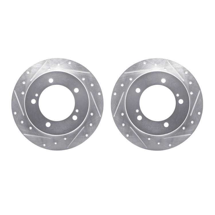 7002-47044 Drilled/Slotted Brake Rotors [Silver], 1983-1998 GM, Position: Front