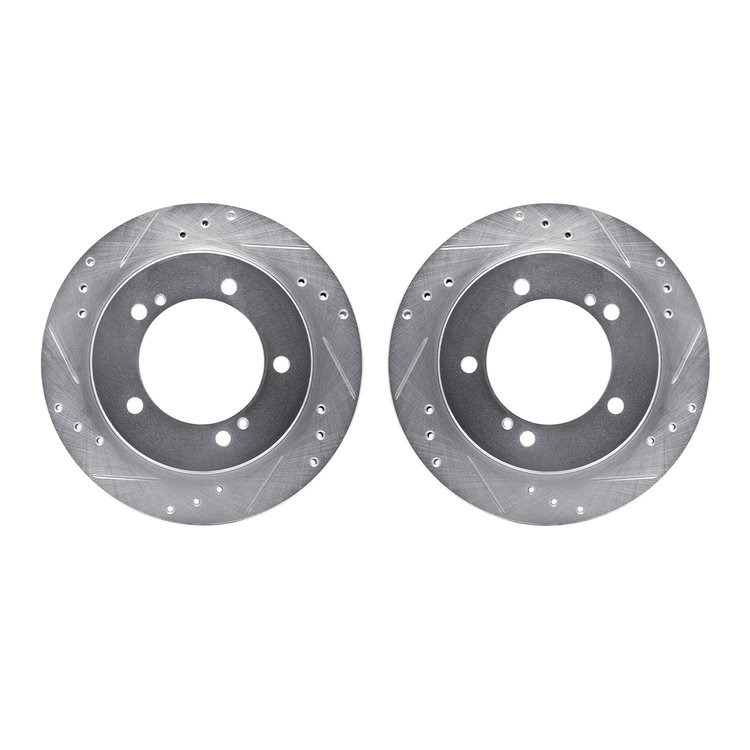 7002-47046 Drilled/Slotted Brake Rotors [Silver], 1999-2004 Multiple Makes/Models, Position: Front