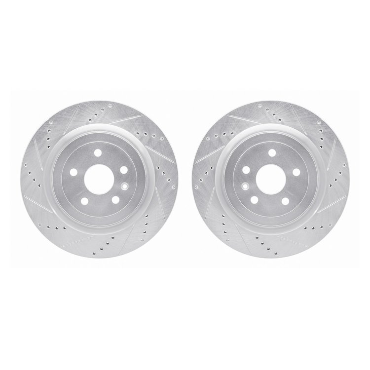 7002-47053 Drilled/Slotted Brake Rotors [Silver], Fits Select GM, Position: Rear