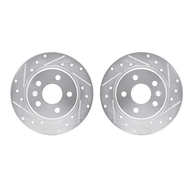 7002-47054 Drilled/Slotted Brake Rotors [Silver], Fits Select GM, Position: Rear