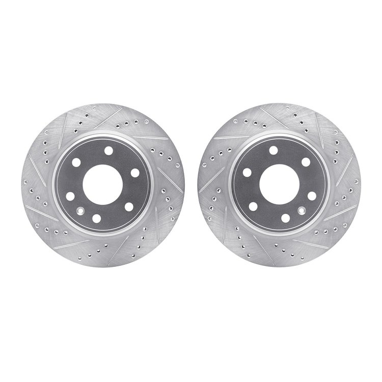 7002-48000 Drilled/Slotted Brake Rotors [Silver], 2007-2017 GM, Position: Front