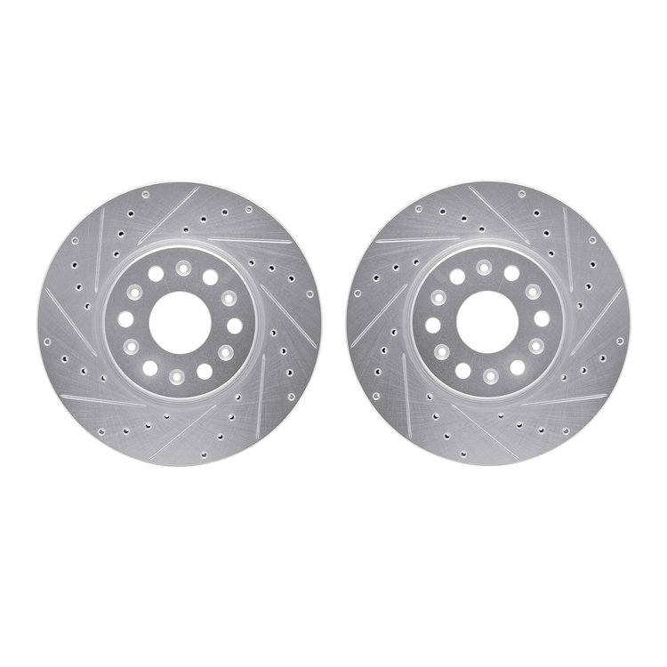 7002-48001 Drilled/Slotted Brake Rotors [Silver], Fits Select GM, Position: Front