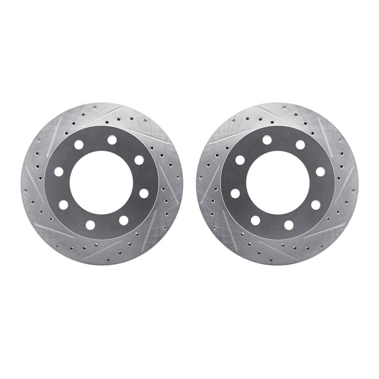 7002-48006 Drilled/Slotted Brake Rotors [Silver], 1999-2020 GM, Position: Front