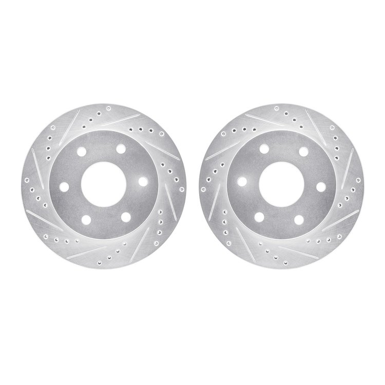 7002-48008 Drilled/Slotted Brake Rotors [Silver], 1999-2008 GM, Position: Front