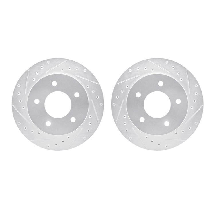 7002-48010 Drilled/Slotted Brake Rotors [Silver], 1990-2002 GM, Position: Front