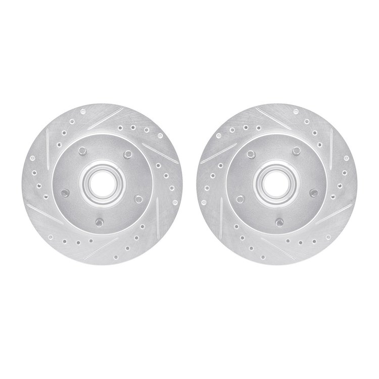 7002-48013 Drilled/Slotted Brake Rotors [Silver], 1991-2003 GM, Position: Front