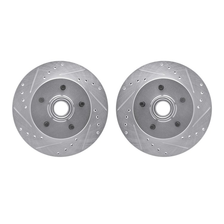 7002-48015 Drilled/Slotted Brake Rotors [Silver], 1988-1994 GM, Position: Front