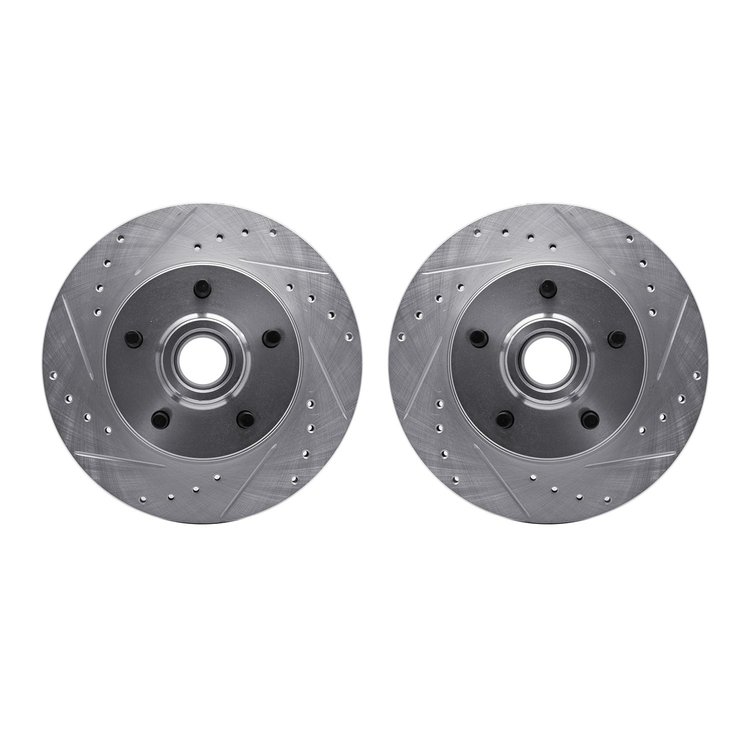 7002-48016 Drilled/Slotted Brake Rotors [Silver], 1988-1991 GM, Position: Front